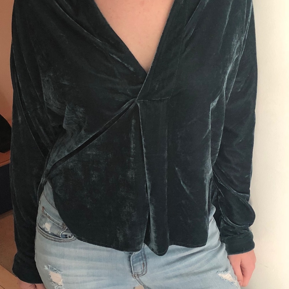 Sadie and Sage Blue Velvet Sweater.